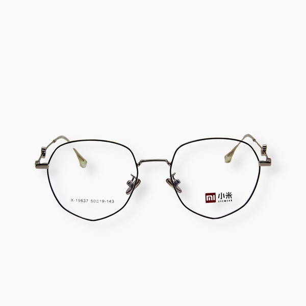 نظارة EYEWEAR موديل 19637، بتصميم مميز وإطار عصري بلونين.