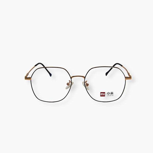 نظارة EYEWEAR ، بتصميم كلاسيكي وإطار معدني أسود. -