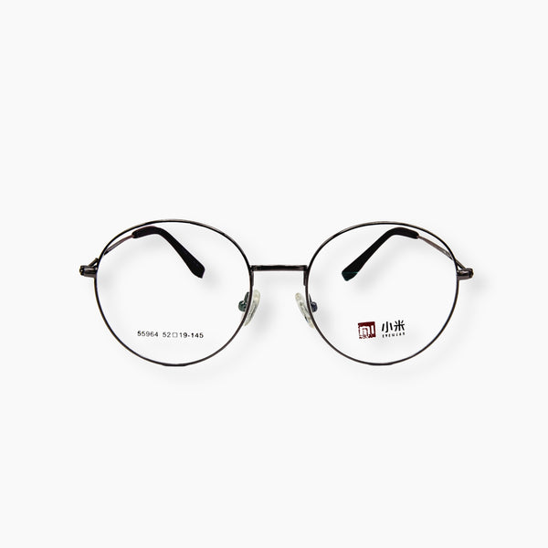نظارة EYEWEAR موديل 55964، بتصميم مستطيل ناعم وإطار معدني بلونين. -